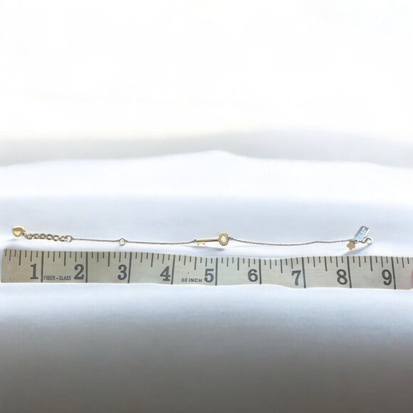 Kate Spade New York Silver Key To My Heart Charm Bracelet Adjustable Chain 8.5" - Picture 6 of 8